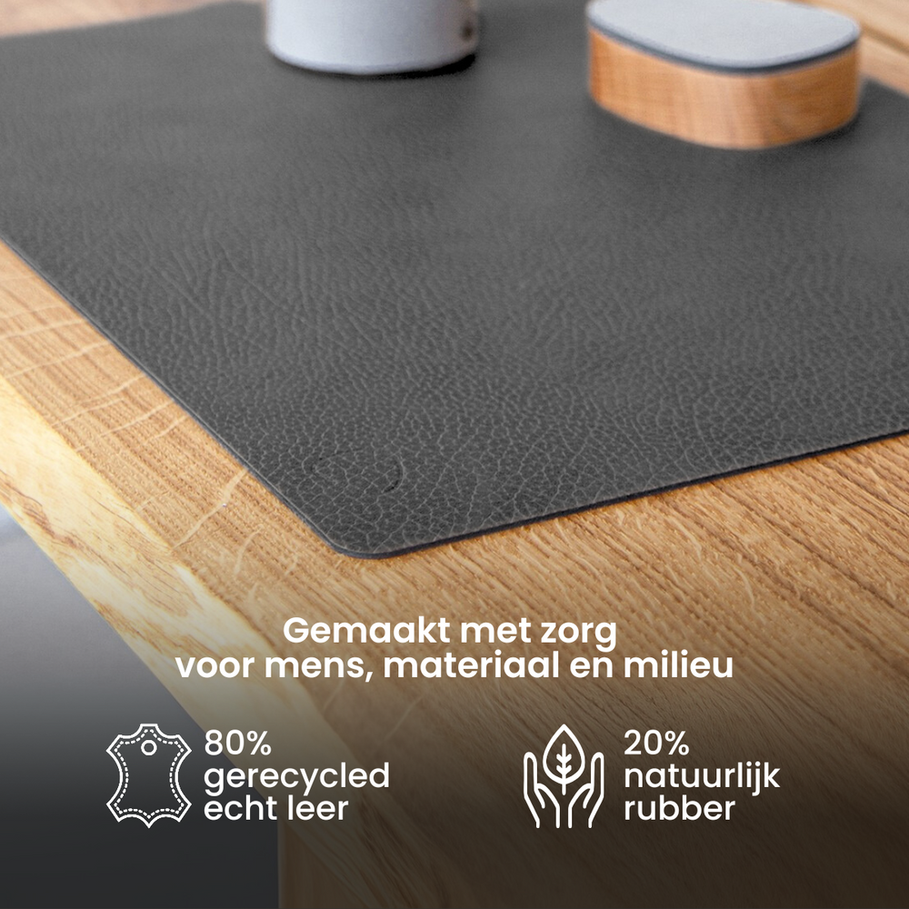 LIND DNA Tischsets Hippo - Leder - Schwarz Anthrazit - 45 x 35 cm - 2 Stück