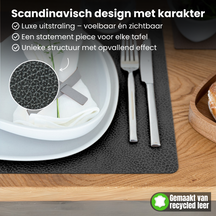 LIND DNA Tischsets Hippo - Leder - Schwarz Anthrazit - 45 x 35 cm - 2 Stück