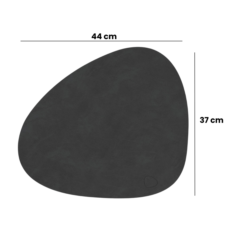 LIND DNA Tischsets Nupo - Leder - Flintgrau - Curved - 44 x 37 cm - 2 Stück