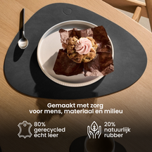 LIND DNA Tischsets Nupo - Leder - Flintgrau - Curved - 44 x 37 cm - 2 Stück