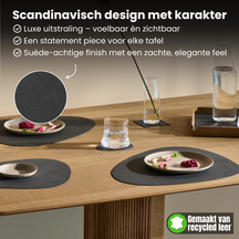 LIND DNA Tischsets Nupo - Leder - Flintgrau - Curved - 44 x 37 cm - 2 Stück