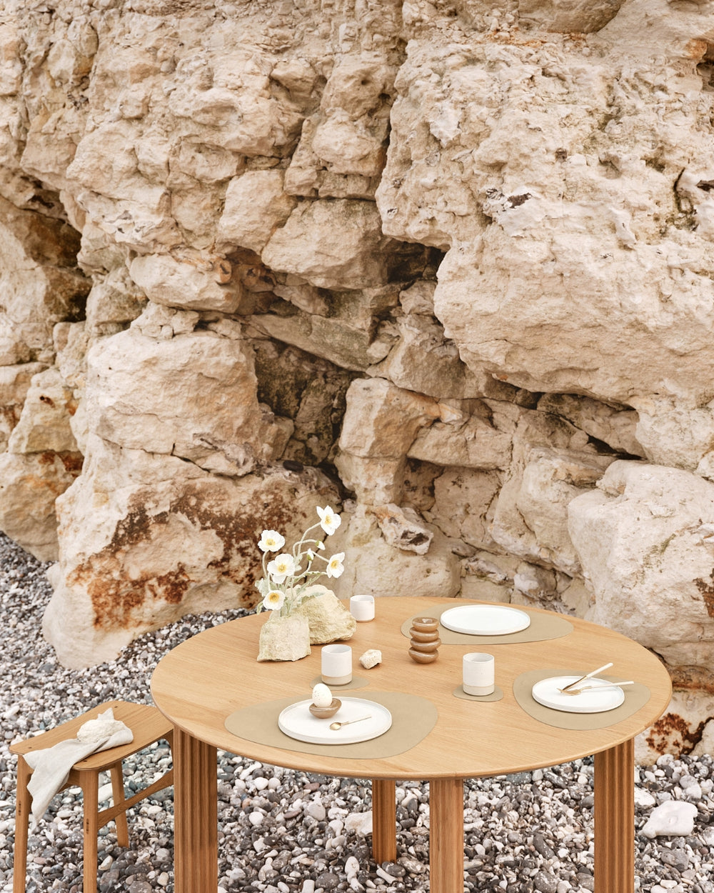 LIND DNA Untersetzer Nupo - Leder - Khaki - 13 x 11 cm - 4 Stück