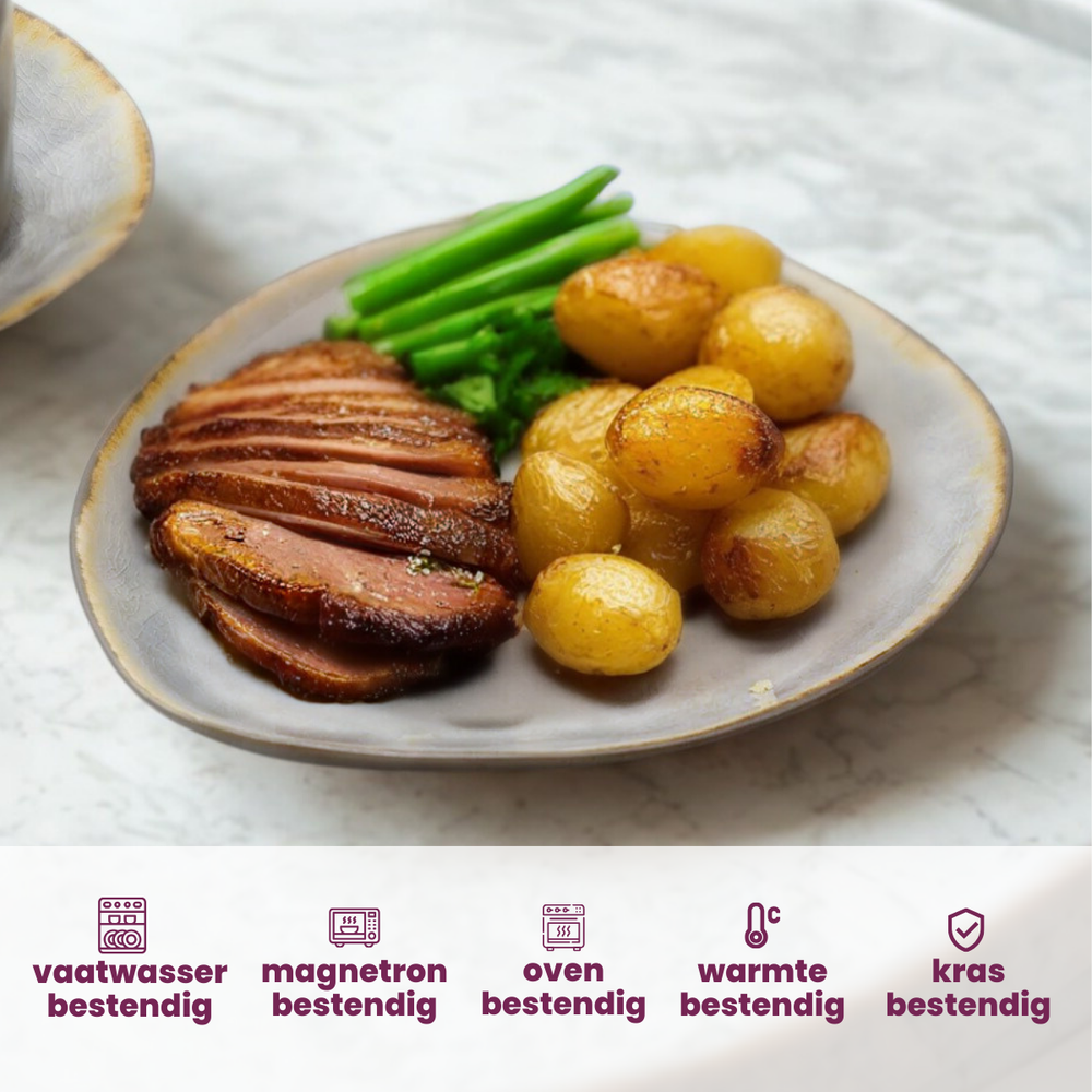 Cosy & Trendy Speiseteller Laguna Blau Grau 27 x 23 cm - 4 Stück