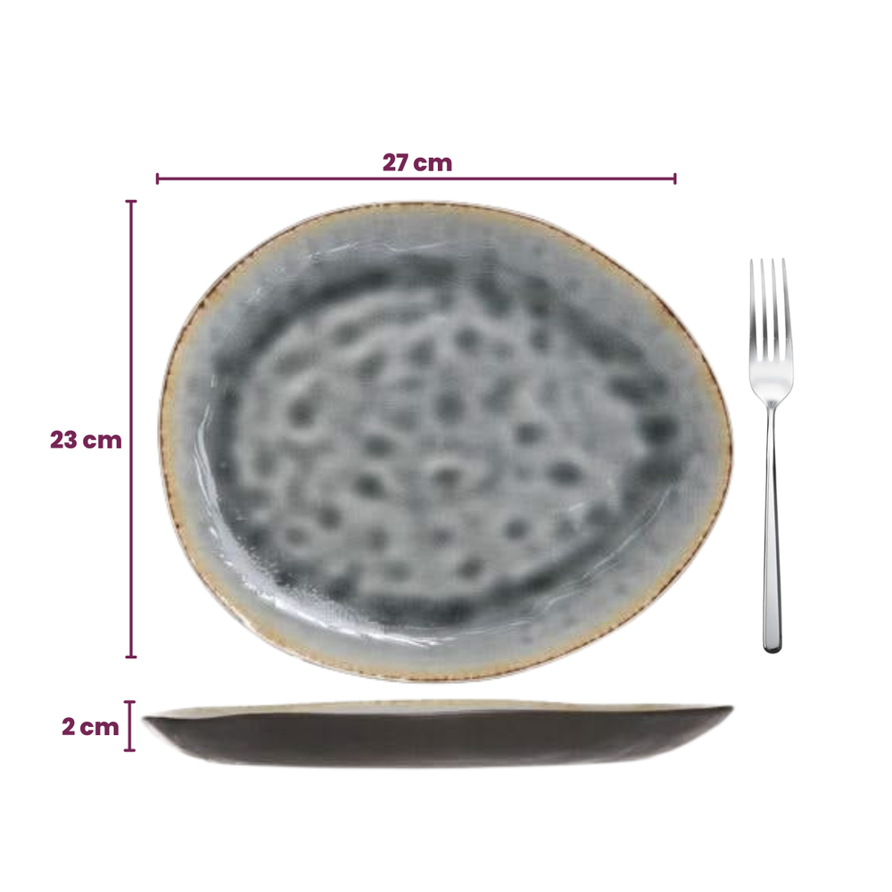 Cosy & Trendy Geschirrset Laguna Blau Grau 12-teilig / 4 Personen - Speiseteller, 4 Frühstücksteller und 4 Schalen