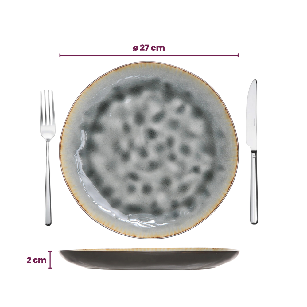 Cosy & Trendy Speiseteller Laguna Blau Grau ø 27 cm - 4 Stück