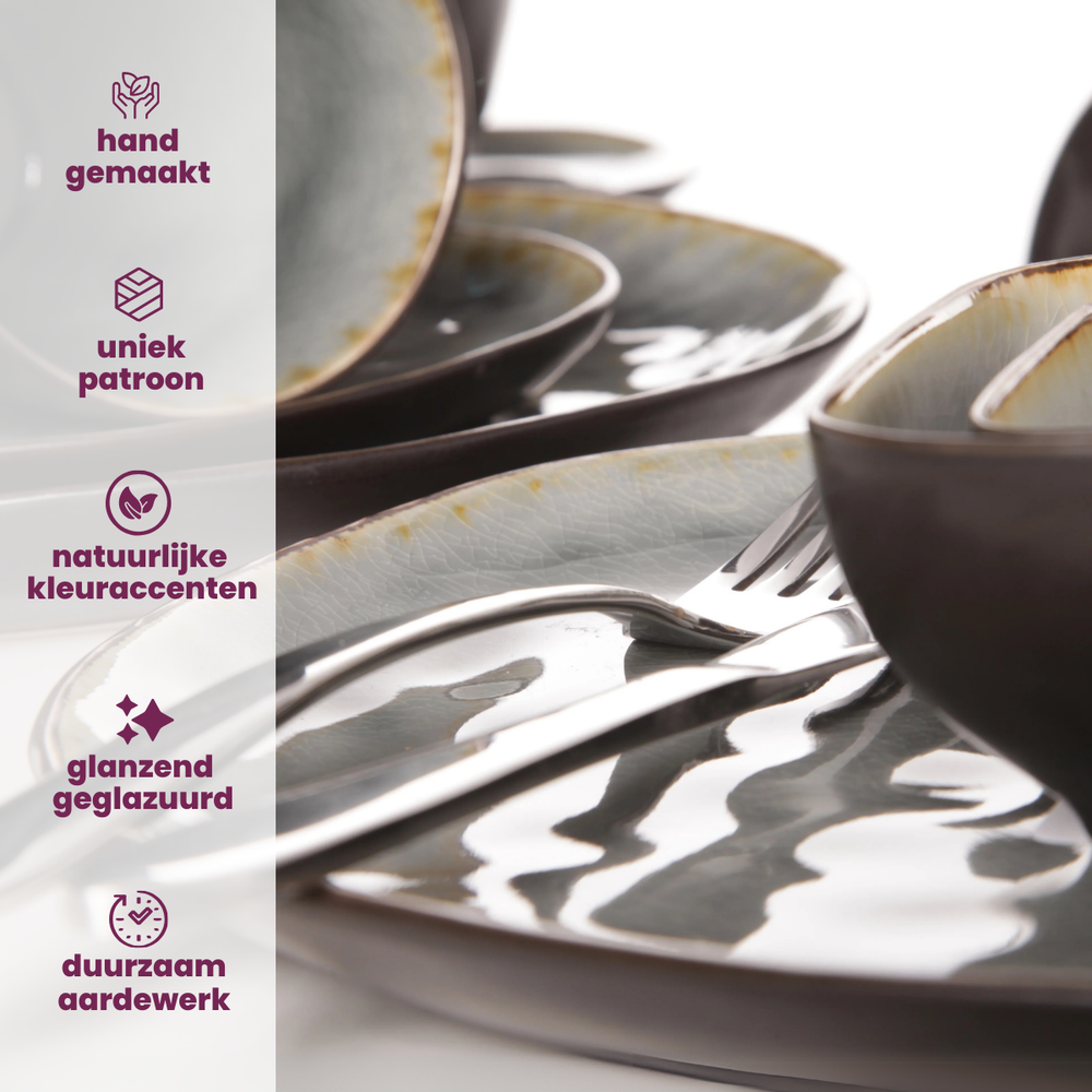 Cosy & Trendy Kleine Schaal Laguna Blau Grau 20 x 17 cm - 4 Stuks