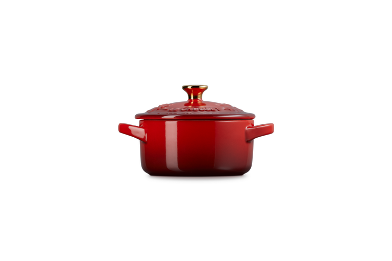 Le Creuset Mini-Bräter/Schmorpfanne – Holly Christmas – Kirschrot – ø 10 cm