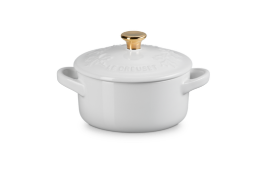 Le Creuset Mini-Bräter/Schmorpfanne – Holly Christmas – Weiß – ø 10 cm