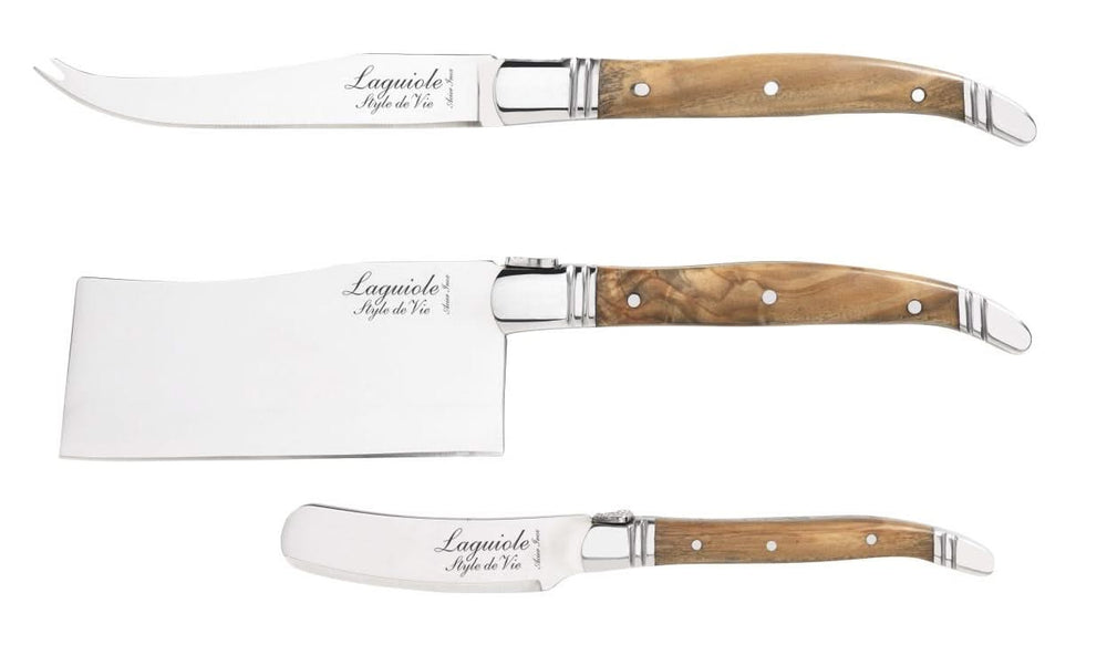 Laguiole Style De Vie Luxury Line Käsemesser Olivenholz 3-teilig