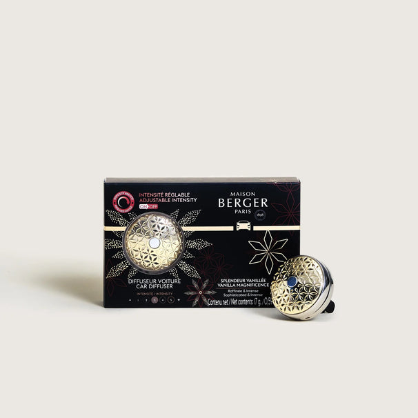 Maison Berger Autoparfüm-Starterset + 1 Nachfüllung Pomelis On/Off – Splendeur Vanillée