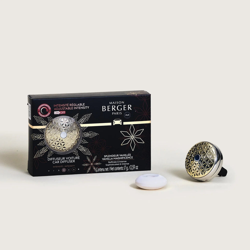 Maison Berger Autoparfüm-Starterset + 1 Nachfüllung Pomelis On/Off – Splendeur Vanillée
