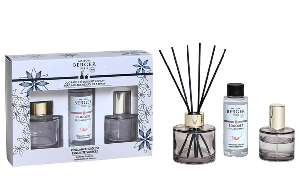 Maison Berger Geschenkset Duo Rosalie - Duftstäbchen 80 ml & Raumspray 50 ml - Grau