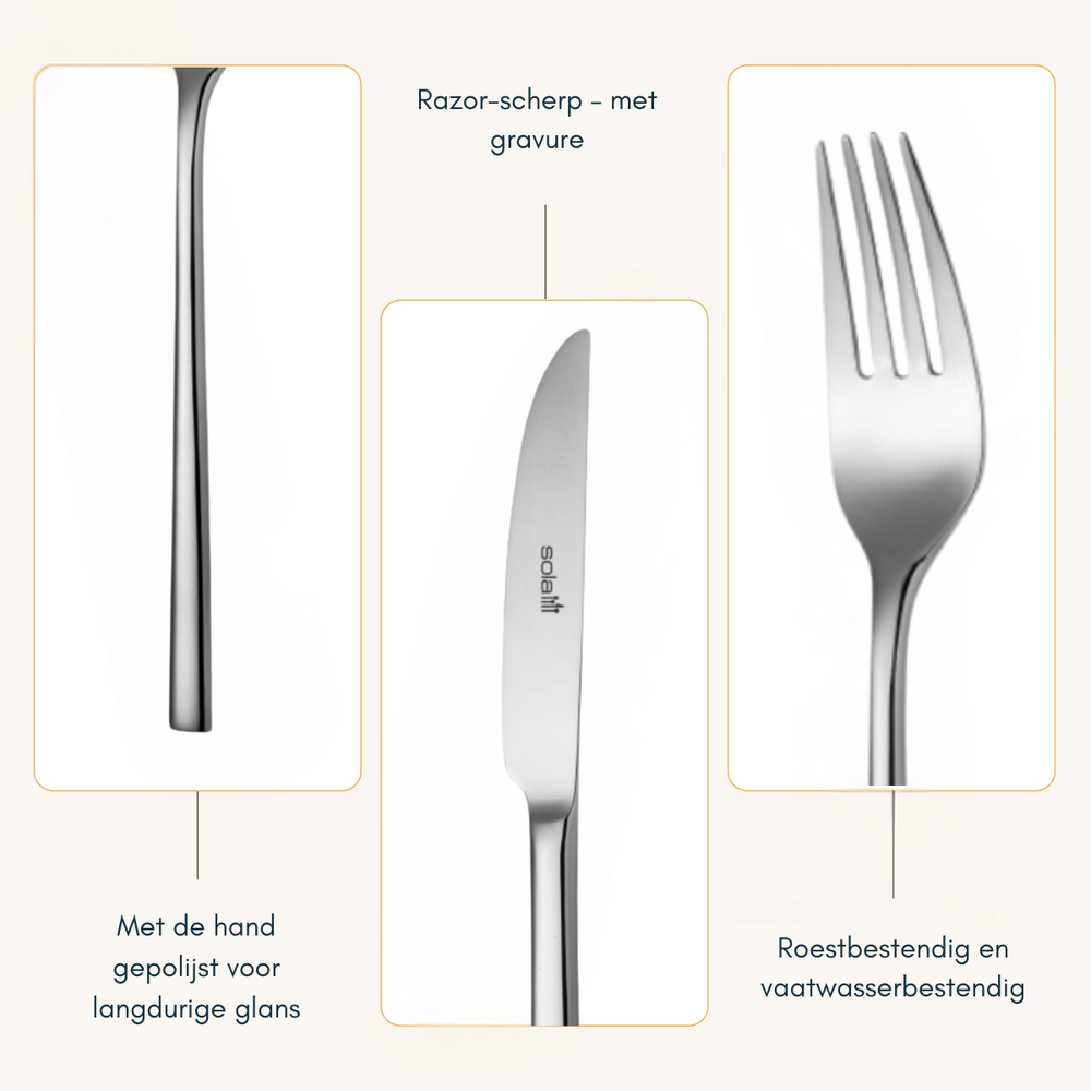 Sola Besteckset Montreux - 18/10 Edelstahl - 90-teilig / 9 Personen