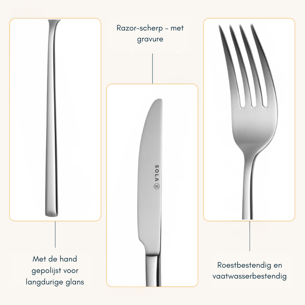 Sola Besteckset Luxor - 18/10 Edelstahl - 70-teilig / 8 Personen