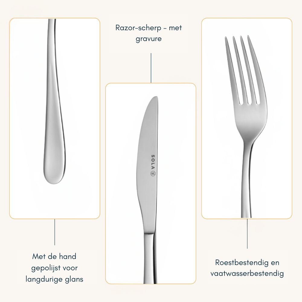 Sola Besteckset Florenz - 18/10 Edelstahl - 90-teilig / 9 Personen