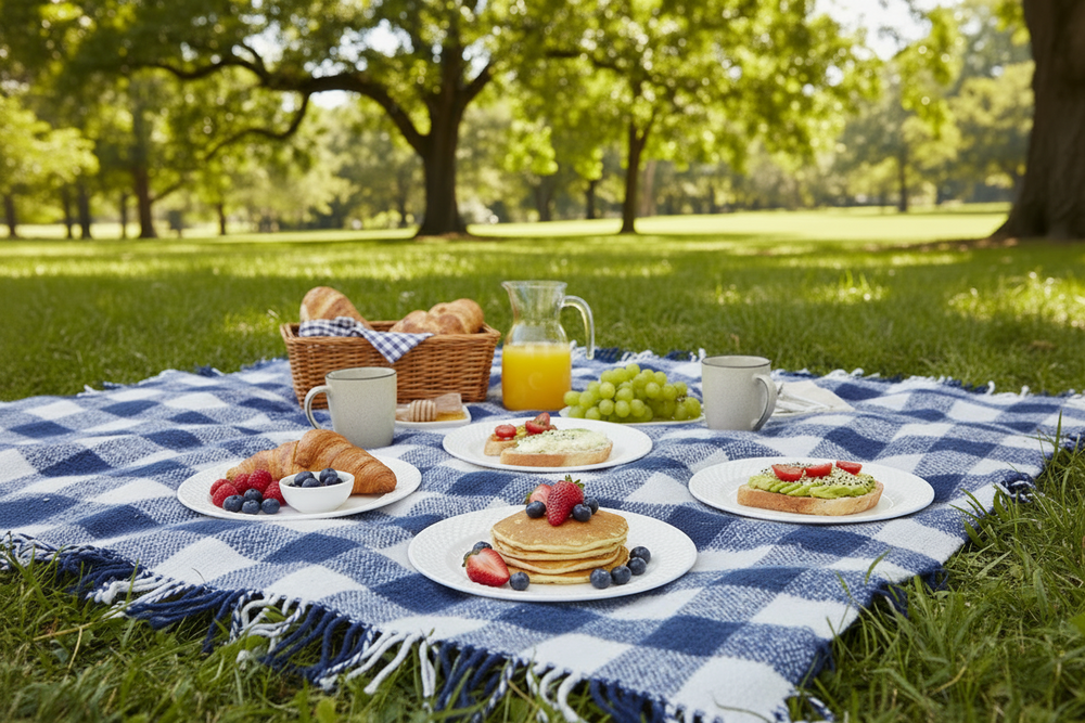 Cookinglife Frühstücksteller / Dessertteller – CampVibe – Outdoor – Kunststoff – Unzerbrechlich – Weiß, Ø 21 cm – 4er-Set