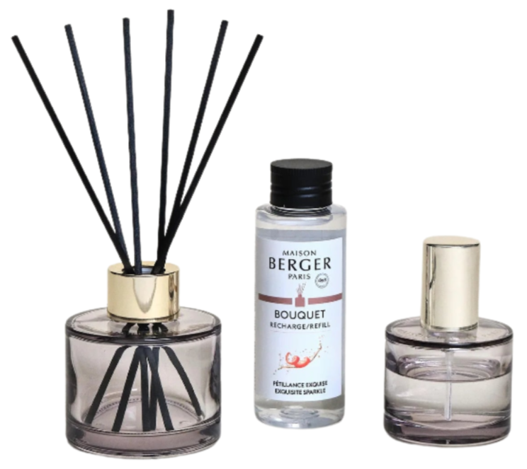 Maison Berger Geschenkset Duo Rosalie - Duftstäbchen 80 ml &amp; Raumspray 50 ml - Grau