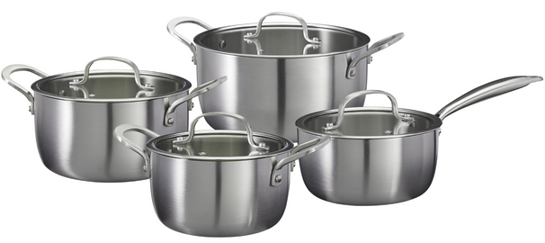 Cookinglife Kochgeschirr Set Signature Steel 4-teilig - RVS - Kochtopf ø 16, 20 und 24 cm sowie Stieltopf ø 17,5 cm - geeignet für alle Wärmequellen