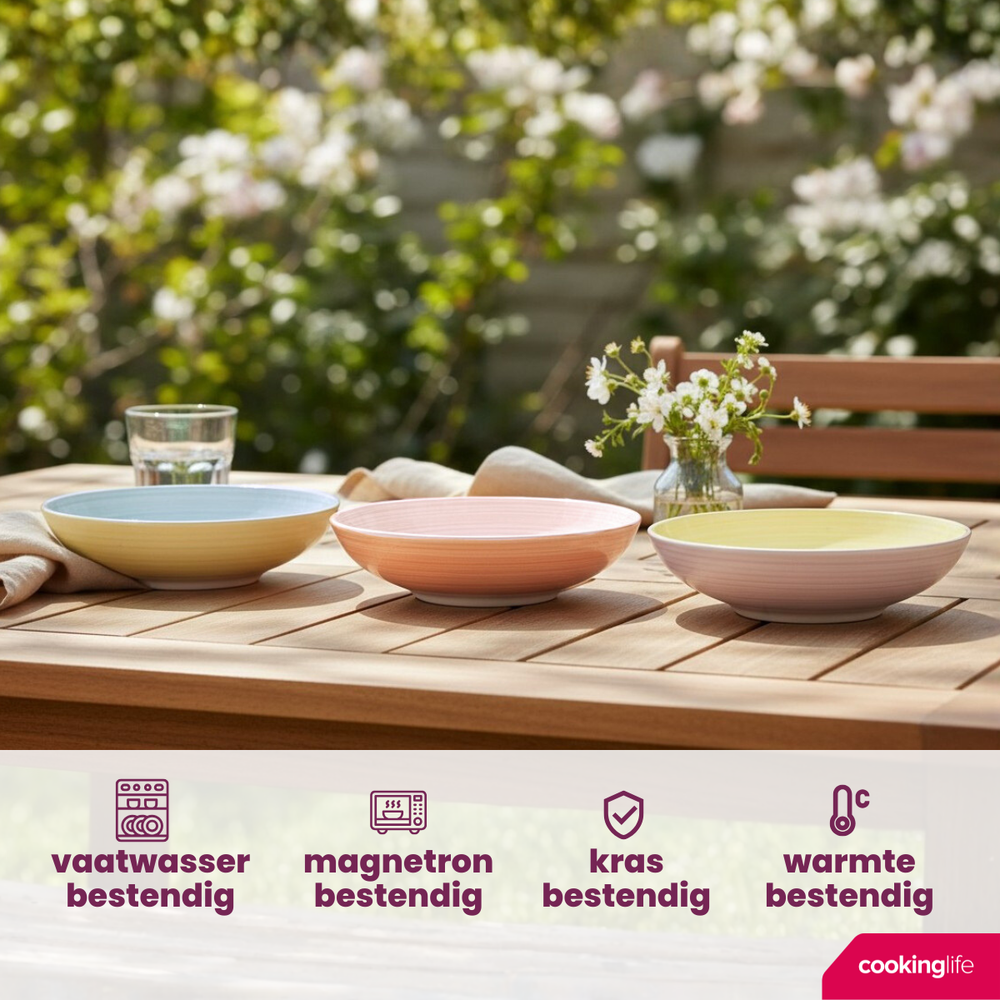 Cookinglife Tiefe Teller / Pastateller Pastel Harmony Ø 23 cm - 6 Stück