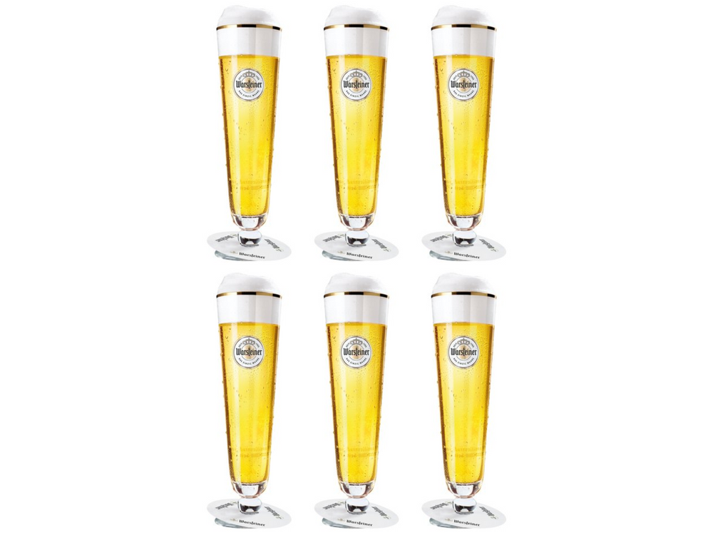 Warsteiner Biergläser mit Fuß 300 ml - 6 Stück