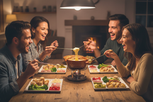 Cookinglife Fondueteller / Gourmetteller / Grillteller – 5 Fächer – Weiß – 24 x 24 cm – 4 Stück