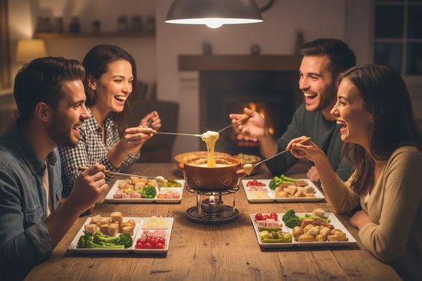 Cookinglife Fondueteller / Gourmetteller / Grillteller – 5 Fächer – Weiß – 24 x 24 cm – 4 Stück