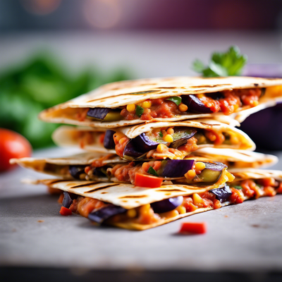 Quesadilla mit Auberginen, Paprika und Käse