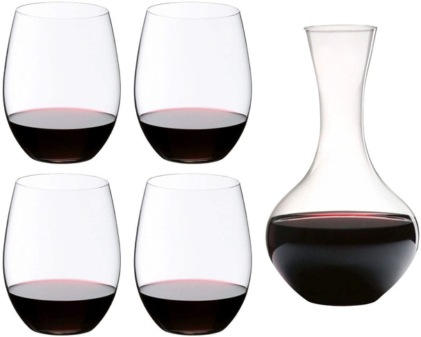 Riedel Rotweinglas-Set O Wine – 4-teilig mit Syrah-Dekanter