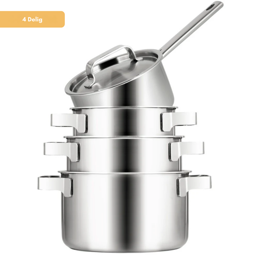 Sola Ruby Pfannenset – Edelstahl – Stieltopf ø 16, 18, 20 cm &amp; Stielkasserolle ø 16 cm – Induktionsgeeignet – 4-teilig