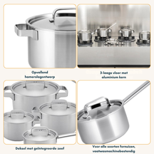 Sola Ruby Pfannenset – Edelstahl – Stieltopf ø 16, 18, 20 cm &amp; Stielkasserolle ø 16 cm – Induktionsgeeignet – 4-teilig