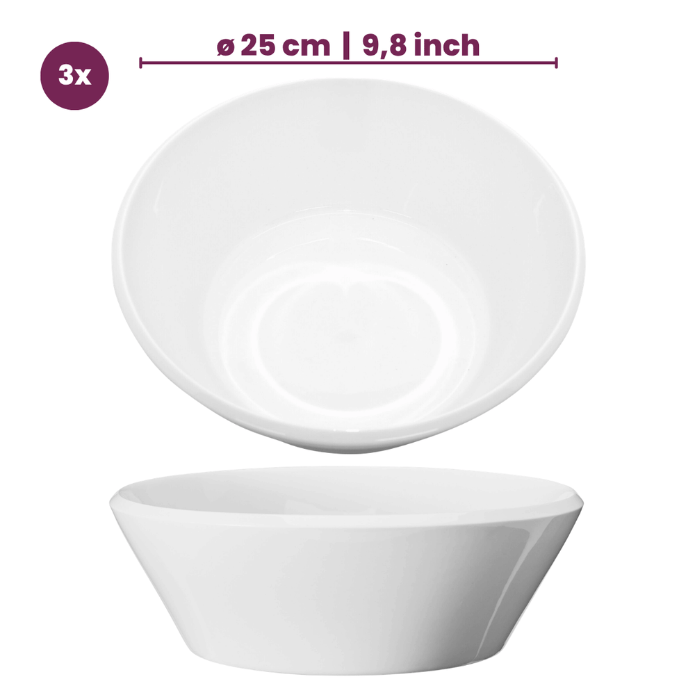 Cookinglife Salatschüsseln Siaki – Weiß/Blau/Grau, Ø 25 cm – Porzellan – 3er-Set