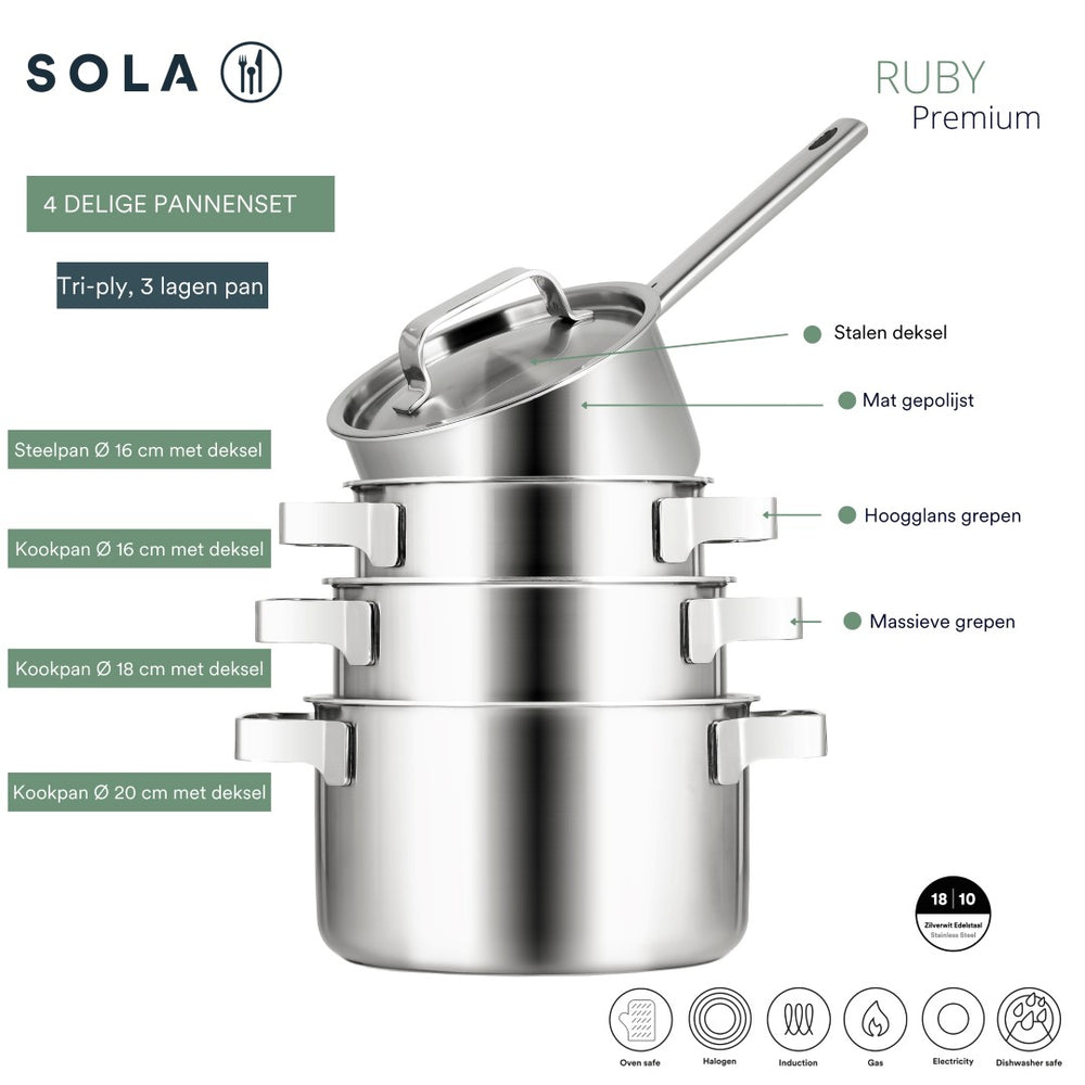 Sola Kochgeschirr-Set Ruby 4-teilig