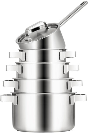 Sola Topfset Ruby - Edelstahl - Kochtopf ø 16, 18, 20, 24 cm & Stielkasserolle ø 16 cm - Induktionsgeeignet - 5-teilig