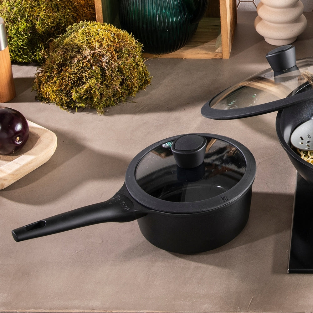 Sola Stahlpfanne mit Deckel Ceramic Deluxe - Induktionsgeeignet - Keramische Antihaftbeschichtung - ø 18 cm