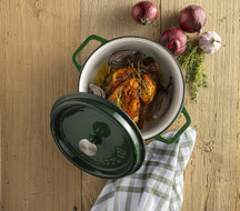 Sola Bräter mit Deckel Gusseisen - Grün - ø 28 cm / 5 Liter - Emaillierte Antihaftbeschichtung