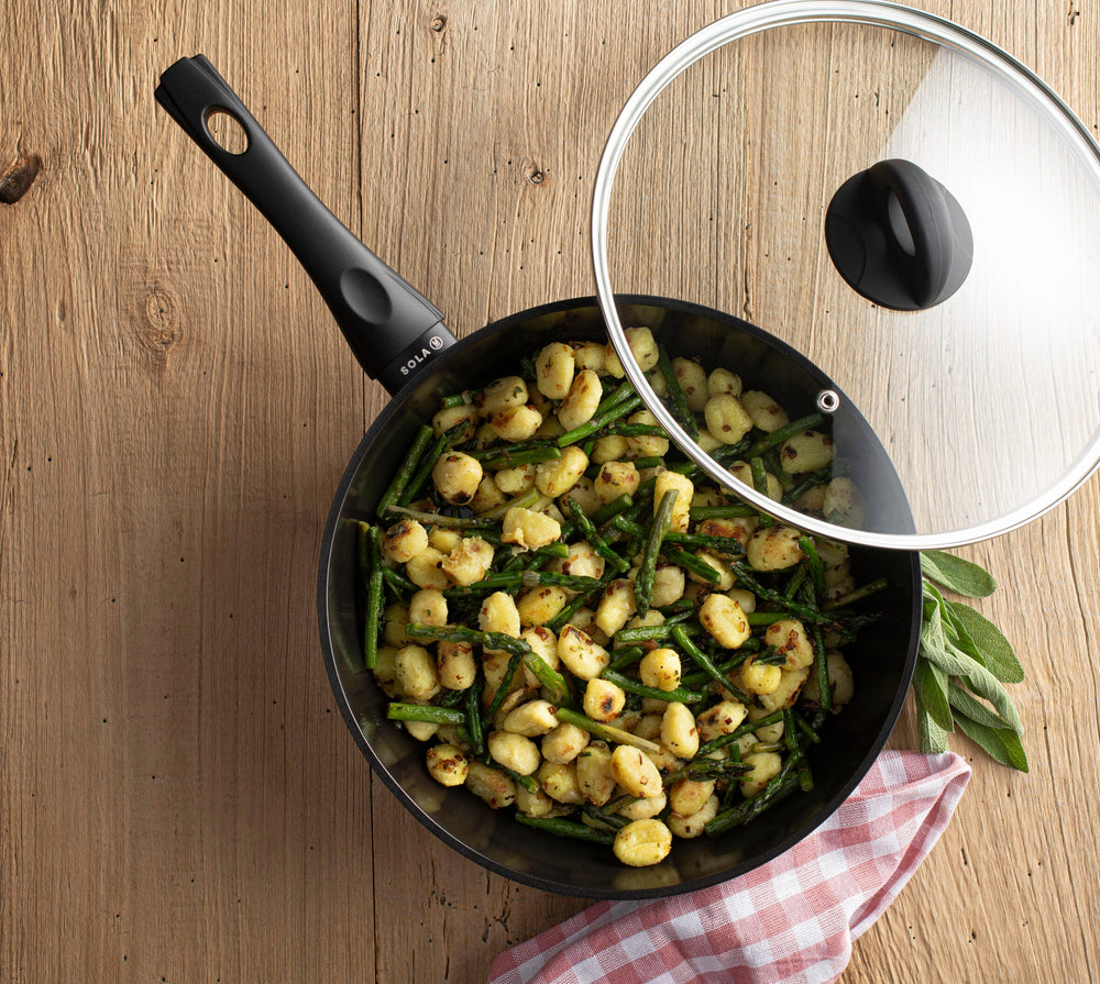 Sola Kochgeschirr Set Stonehenge 2-Delig - Bratpfanne ø 28 cm und Sautépfanne mit Deckel ø 28 cm - keramische Antihaftbeschichtung