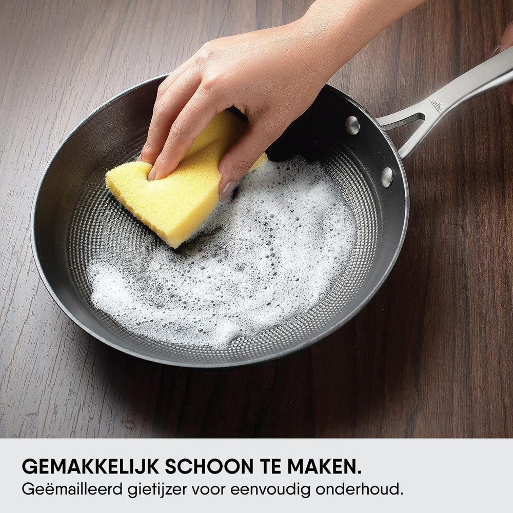 Stahl Cookware Bratpfannen-Set aus Gusseisen, leicht – 24 + 28 cm