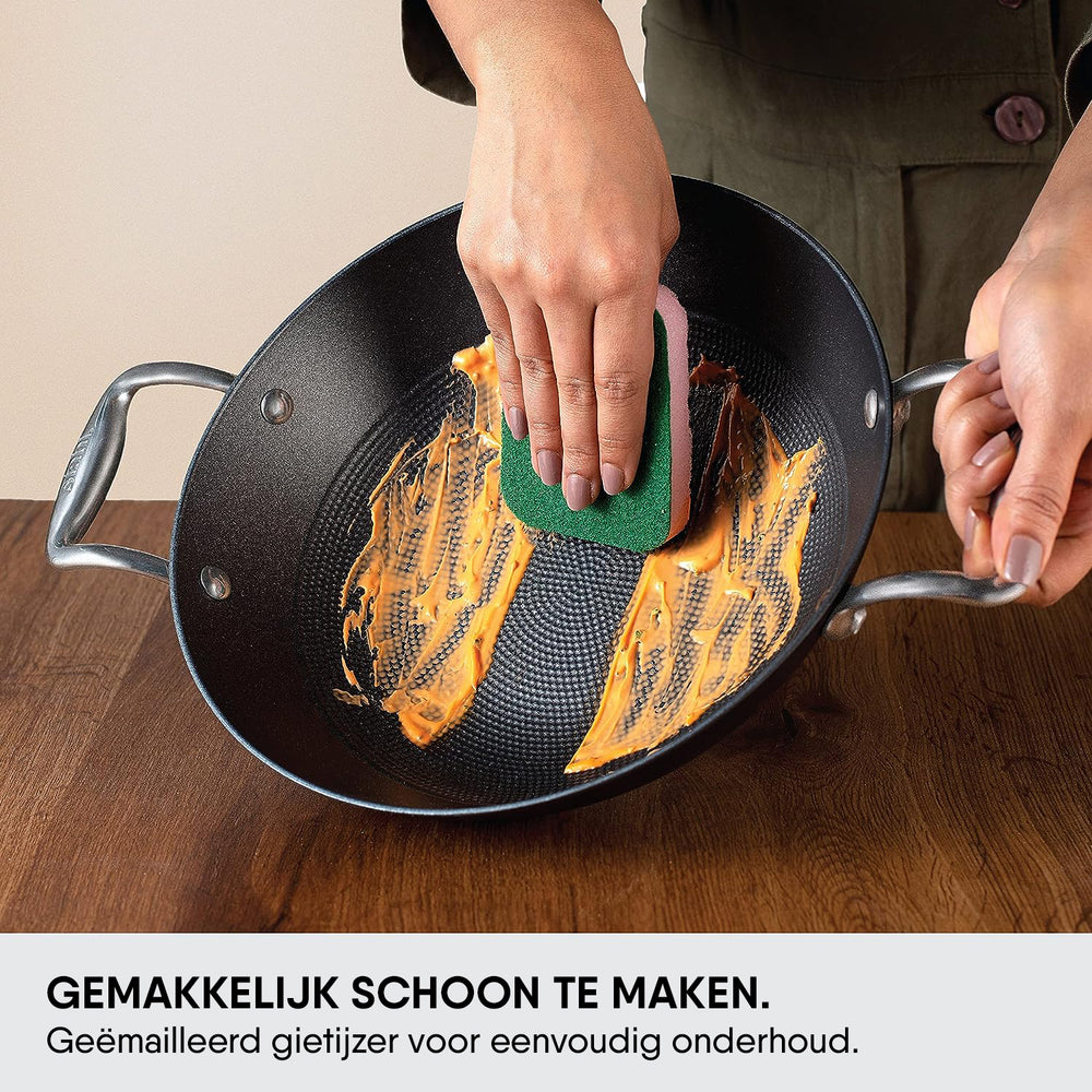 Stahl Cookware Wokpfanne Gusseisen Leichtgewicht – 28 cm – Auch für Induktion geeignet