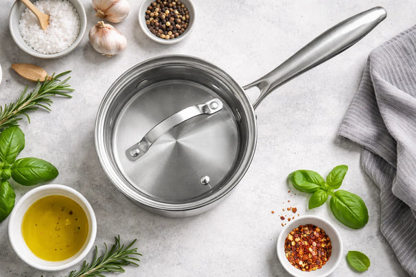 Cookinglife Kochgeschirr Set Signature Steel 4-teilig - RVS - Kochtopf ø 16, 20 und 24 cm sowie Stieltopf ø 17,5 cm - geeignet für alle Wärmequellen