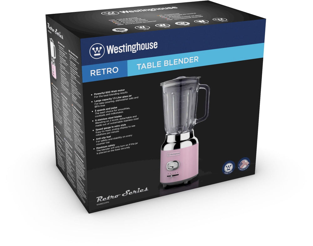 Westinghouse - Retro Blender - Smoothie Maker - Rosa - 1,5 Liter - 600W