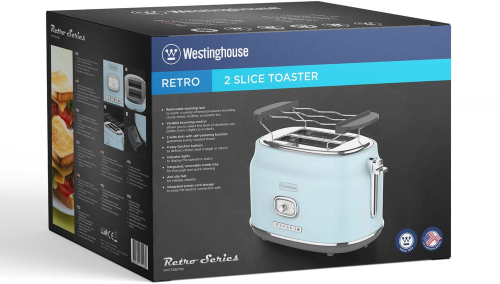 Westinghouse Toaster Retro-Kollektionen - 2 Schlitze - blau - WKTTB857BU