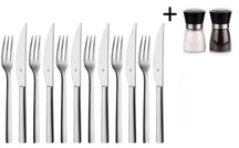 WMF Steakbesteck Nuova 12-teilig - Inklusive GRATIS Cookinglife Pfeffer- und Salzmahlerset