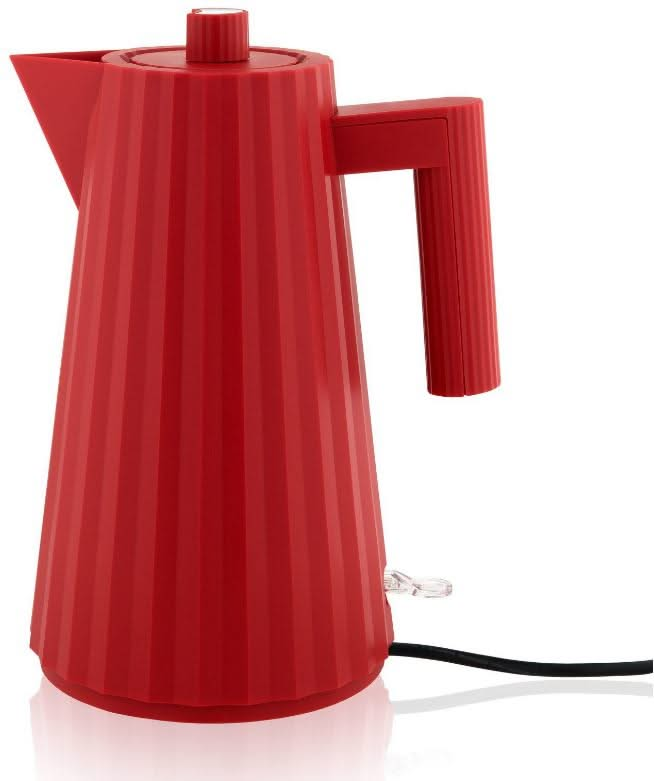 Alessi Wasserkocher Plissé - Trockengehschutz - rot - Michele de Lucchi - 1.7 Liter - MDL06 R