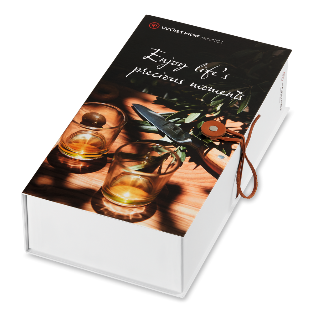 Wusthof Geschenkeset Amici - Kochmesser, Schneidebrett & Olivenöl