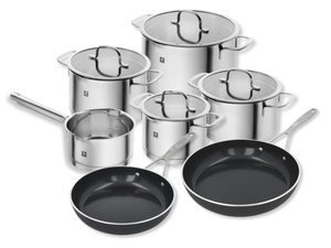 Zwilling Kochgeschirr Set TrueFlow 5-teilig + Demeyere Bratpfannen Set Alu Industry 3 Ceraforce - ø 24 und 28 cm