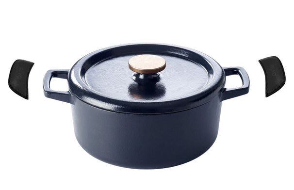 Alva Bräter - Dutch Oven - Nori - Gusseisen ø 26 cm -emaillierte Antihaftbeschichtung + Gratis Ledergriffe
