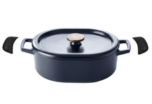 Alva Bräter - Dutch Oven - Oval - Nori - 31 x 21 cm - emaillierte Antihaftbeschichtung + Gratis Ledergriffe 