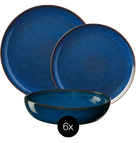 ASA Selection Geschirrset Saisons - Mitternachtsblau - 18-teilig / 6 Personen - 6 Speiseteller, 6 Frühstücksteller und 6 Schalen