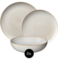 ASA Selection Geschirrset Saisons - Sand - 18-teilig / 6 Personen - 6 Speiseteller, 6 Frühstücksteller und 6 Schalen