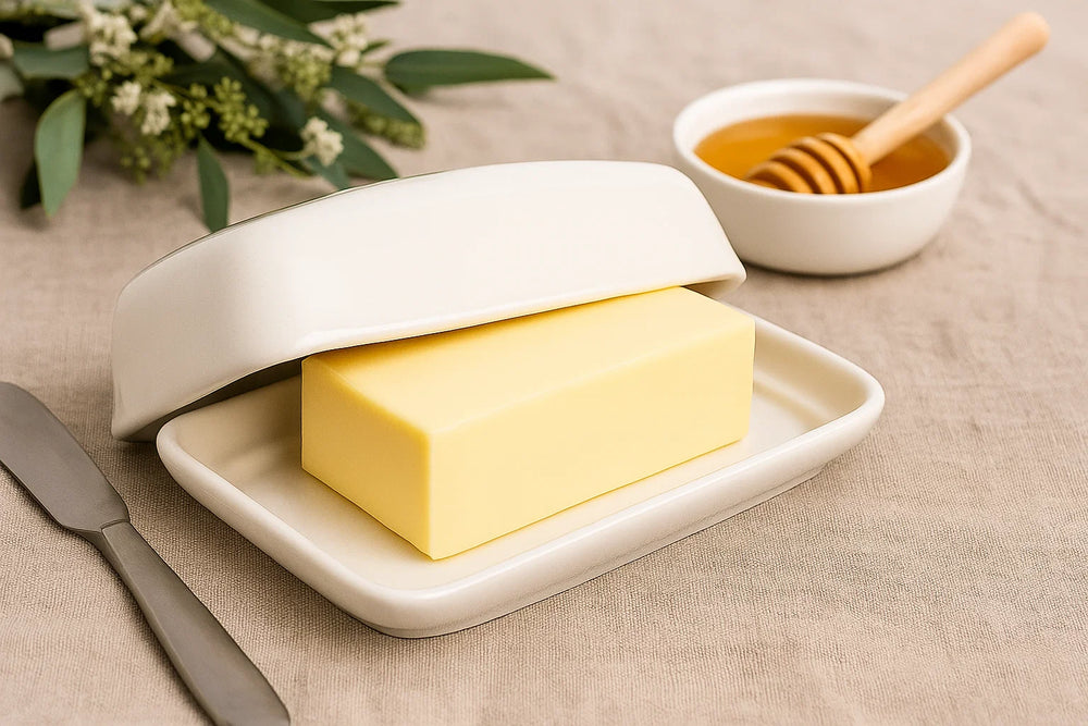 Cookinglife Butterdose Weiß Porzellan 17,5 x 13 cm